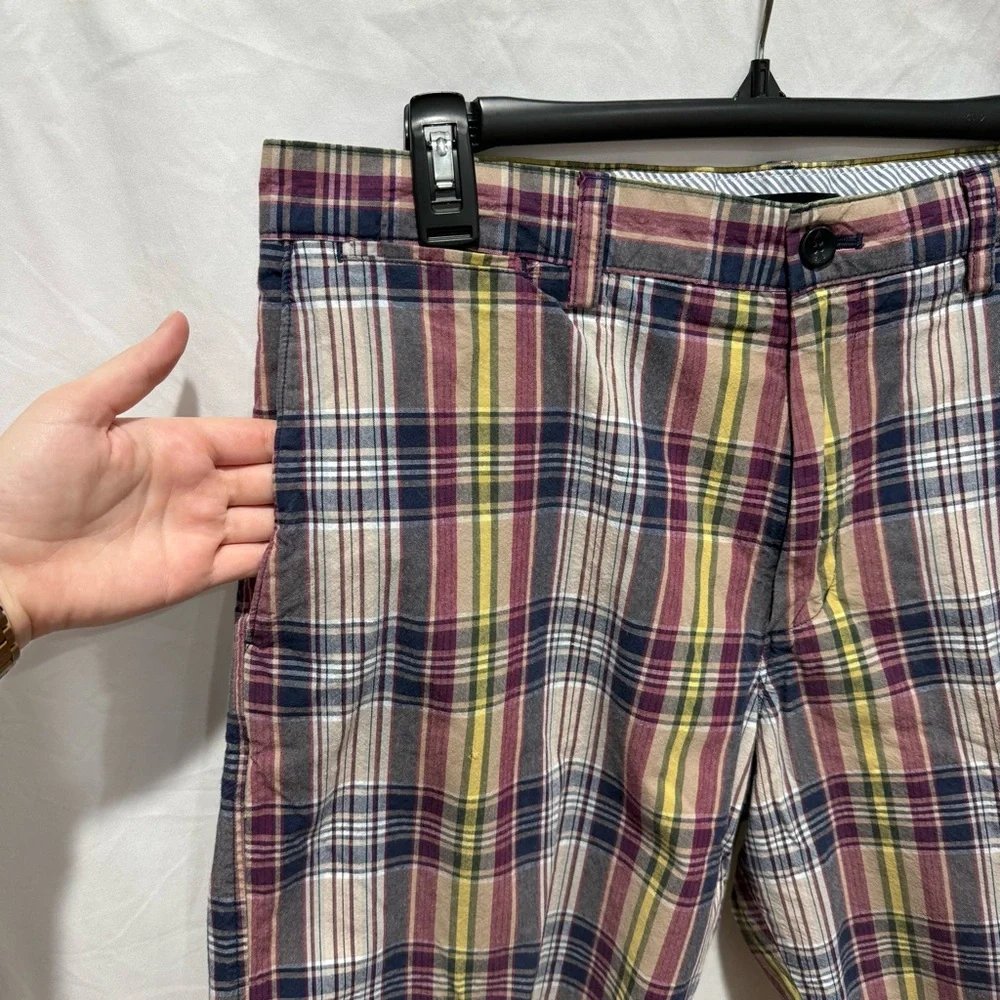 Preppy‎ Plaid Cotton Flat Front Tailored Casual Mens Shorts 36 Banana Republic